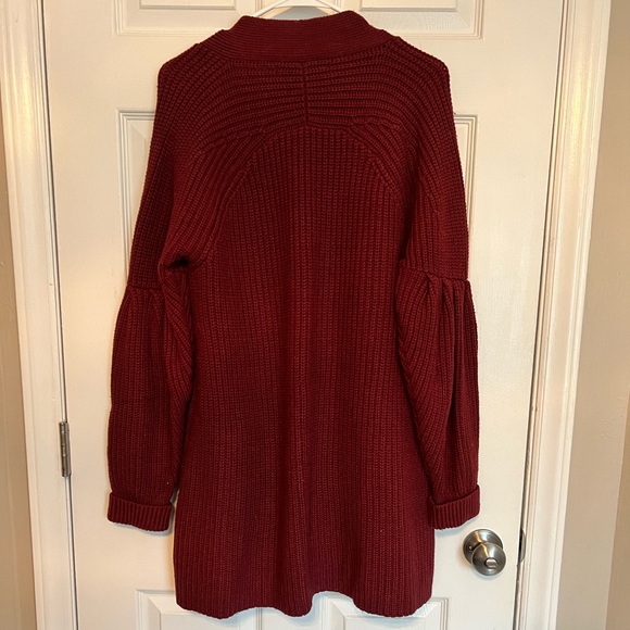 Anthropologie Knitted & Knotted Cardigan Sweater - Size M - Maroon - Picture 2 of 4